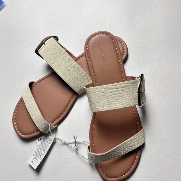 Old Navy Women's Double Strap Buckle Sandals Bone Sz 10 - Picture 1 of 8
